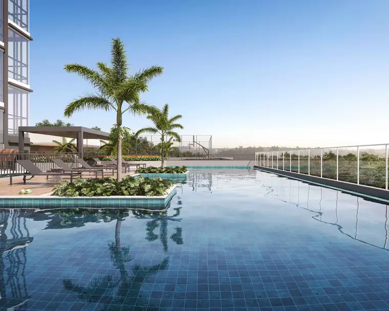 Fachada do Grand Garden Residence ao entardecer