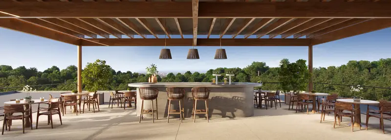 Rooftop com bar (perspectiva)